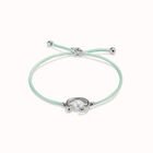 Pulsera de hilo verde azulado con perla shell fornitura ba&ntilde;ada en plata de ley